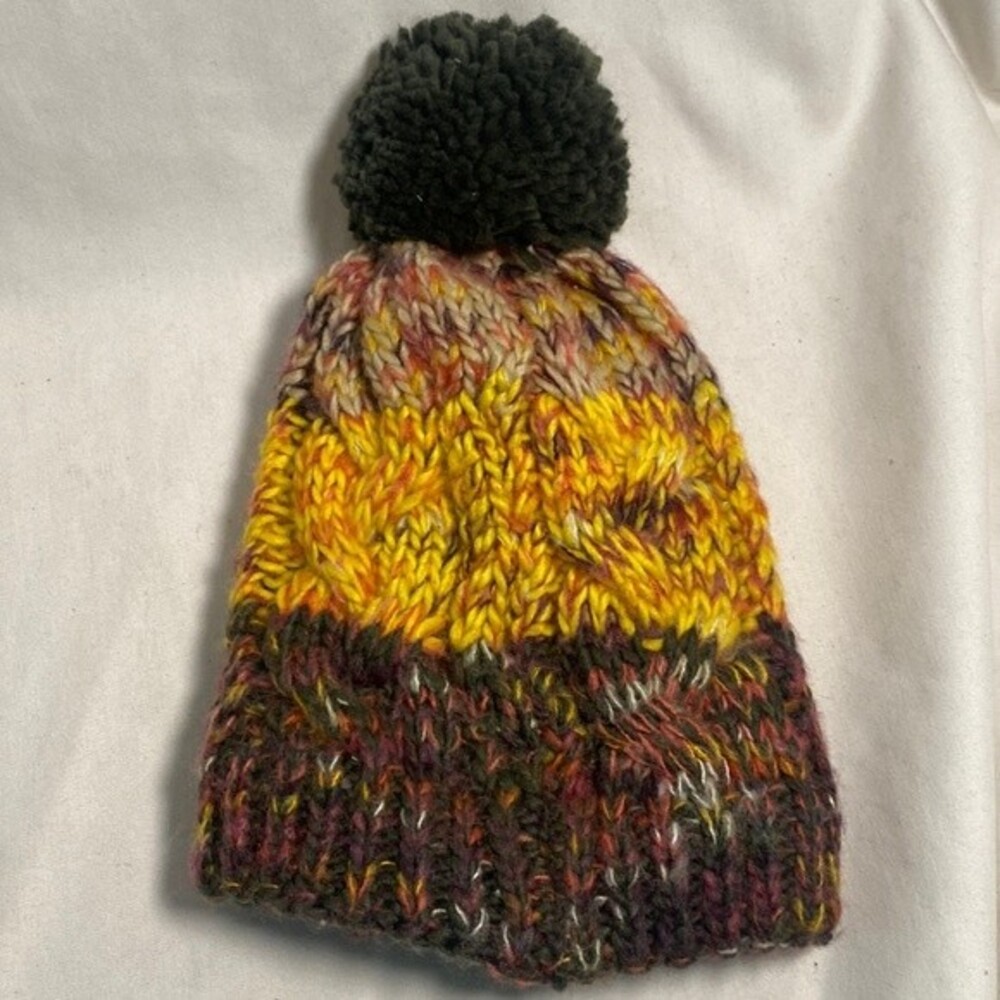 Scala beanie hat knit chunky boho chunky pom ball fleece one size fall